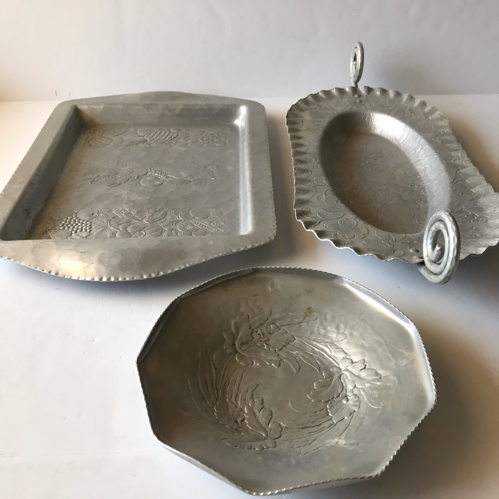 Vintage Hand Forged Aluminum Trays